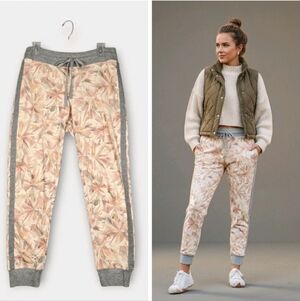 JOHNNY WAS 100% Cotton High Rise Jogger Peach Cream Print Grey Tuxedo Stripe XS